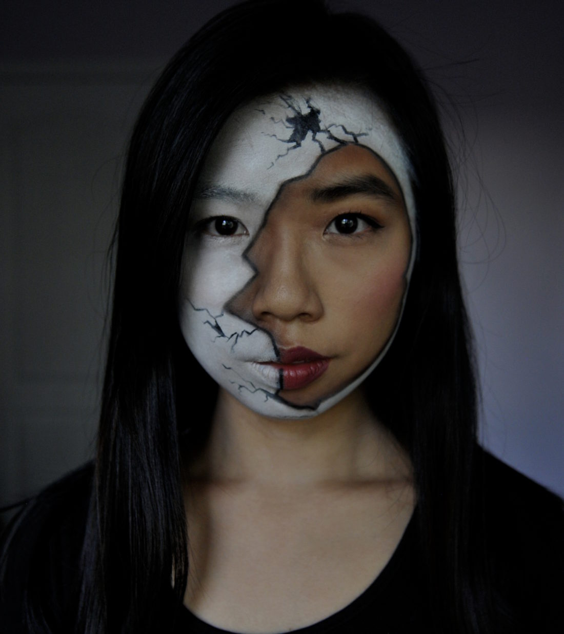 diy asian cracked doll face makeup